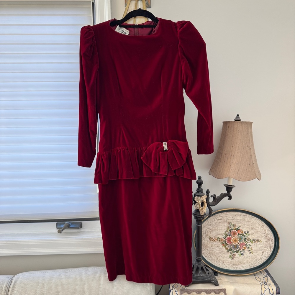Vintage Orite Petite Red Velvet Dress